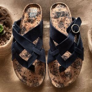 Muk Luks Women's Shayna Terra Turf Sandals Black Size 11 Strappy Casual Summer